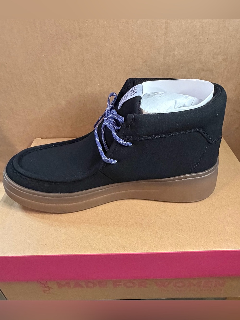 Ryka Black Lace-Up Platform Chukka Boot with Brown Sole
